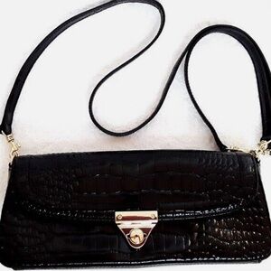 Giani Bernini Small Black Croc Shoulder Clutch Handbag Purse B14